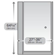 27” No Top Track Pivoting Shower Door