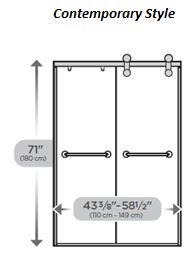 Contemporary Style Sliding Shower Door 60”