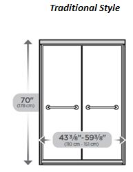 Traditional Style Sliding Shower Door 60”