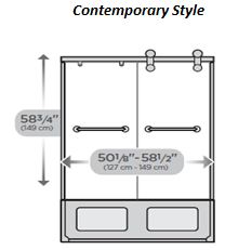 Contemorary Style Sliding Door 60” Bathtub