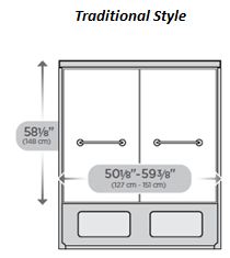 Traditional Style Sliding Door 60” Bathtub